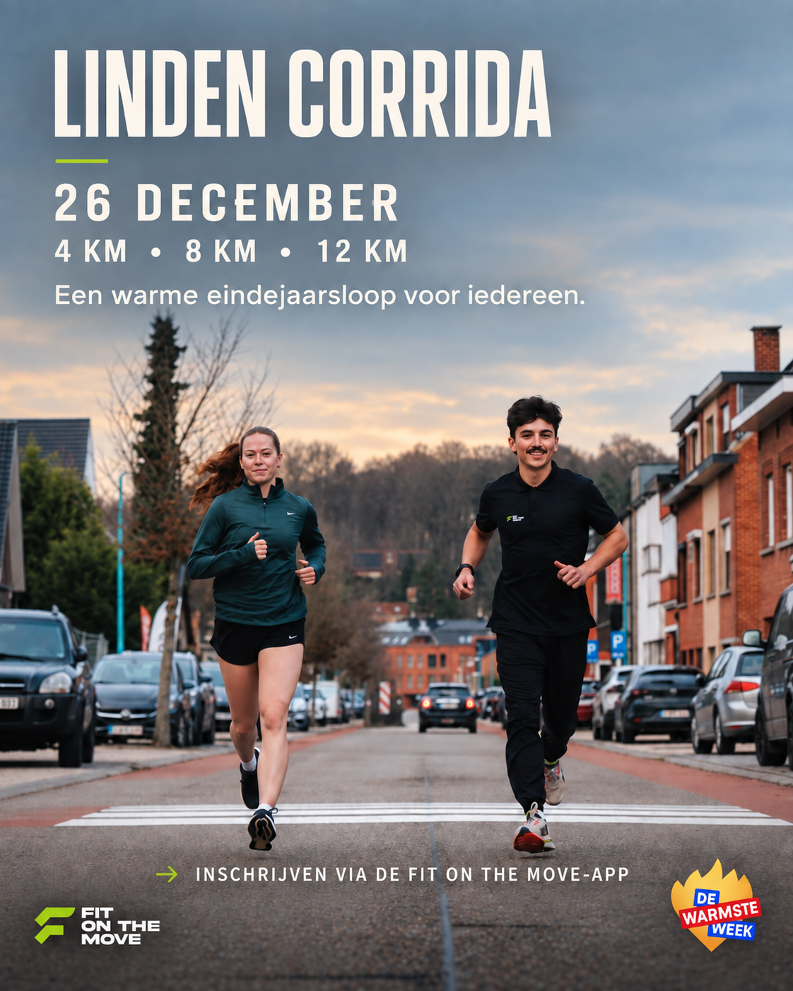 6727CBA9-B786-4F55-A5F1-7E3ED12B14B6 Man en vrouw die aankomen gelopen en reclame maken voor Corrida Linden op 20 December 2026